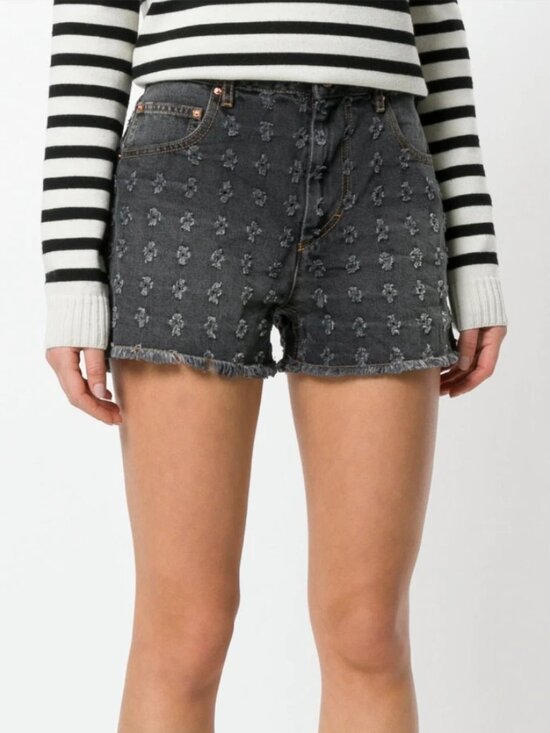 Isabel Marant Pants - Isabel Marant Étoile Celsa Denim Shorts 42 US 10 Faded Black Decorative Distress